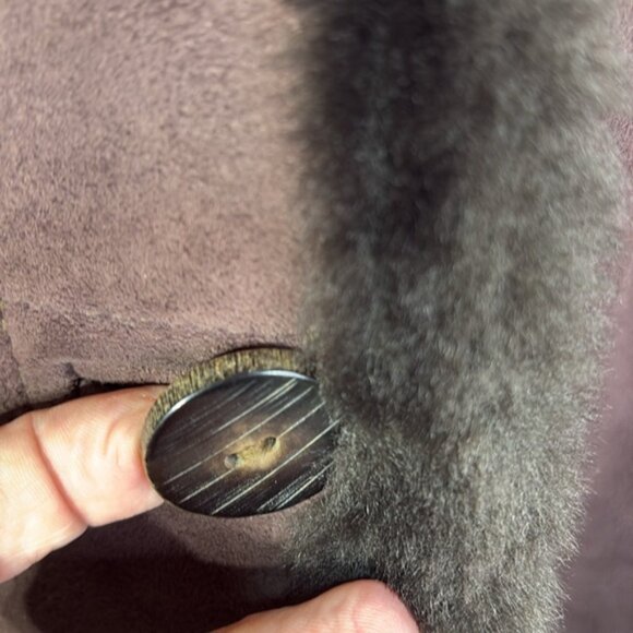 Sawyer of Napa Brown, Mandarin collar, shearling full length coat vintage - Picture 3 of 13